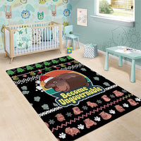Christmas Become Ungovernable Moo Deng Area Rug Humor Cute Baby Hippo Joke - Wonder Print Shop