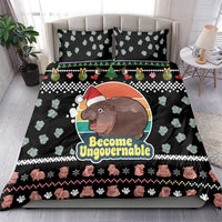 Christmas Become Ungovernable Moo Deng Bedding Set Humor Cute Baby Hippo Joke - Wonder Print Shop