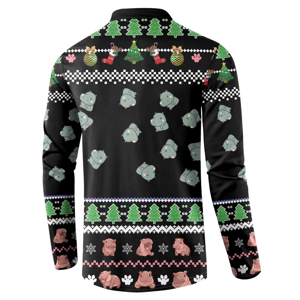 Christmas Become Ungovernable Moo Deng Button Sweatshirt Humor Cute Baby Hippo Joke - Wonder Print Shop