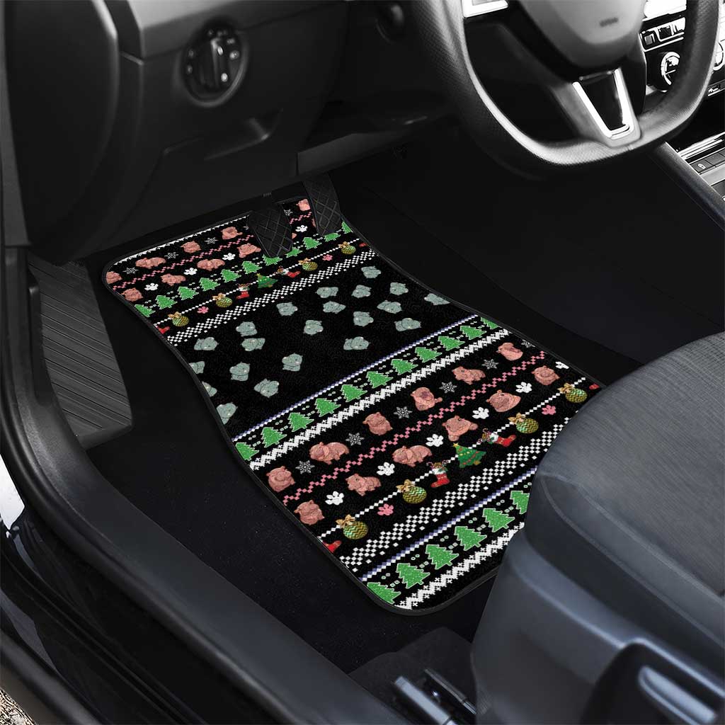 Christmas Become Ungovernable Moo Deng Car Mats Humor Cute Baby Hippo Joke - Wonder Print Shop