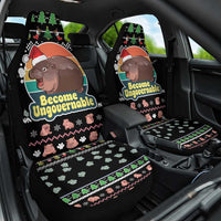 Christmas Become Ungovernable Moo Deng Car Seat Cover Humor Cute Baby Hippo Joke - Wonder Print Shop