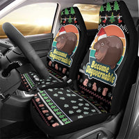 Christmas Become Ungovernable Moo Deng Car Seat Cover Humor Cute Baby Hippo Joke - Wonder Print Shop