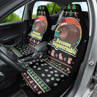 Christmas Become Ungovernable Moo Deng Car Seat Cover Humor Cute Baby Hippo Joke - Wonder Print Shop