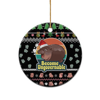 Christmas Become Ungovernable Moo Deng Ceramic Ornament Humor Cute Baby Hippo Joke - Wonder Print Shop