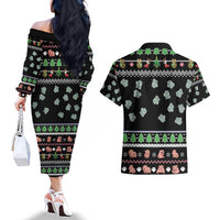 Christmas Become Ungovernable Moo Deng Couples Matching Off The Shoulder Long Sleeve Dress and Hawaiian Shirt Humor Cute Baby Hippo Joke - Wonder Print Shop