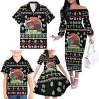 Christmas Become Ungovernable Moo Deng Family Matching Off The Shoulder Long Sleeve Dress and Hawaiian Shirt Humor Cute Baby Hippo Joke - Wonder Print Shop