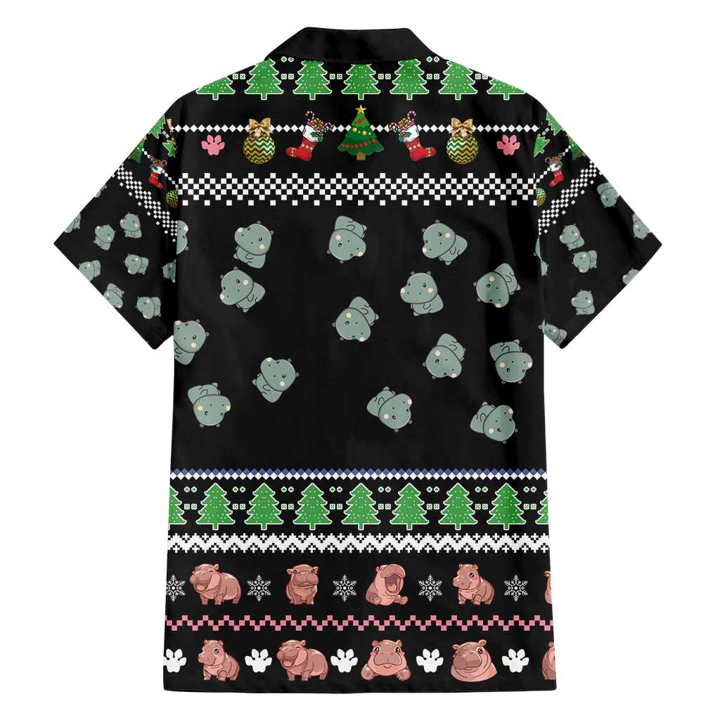Christmas Become Ungovernable Moo Deng Family Matching Off Shoulder Maxi Dress and Hawaiian Shirt Humor Cute Baby Hippo Joke - Wonder Print Shop