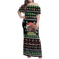 Christmas Become Ungovernable Moo Deng Family Matching Off Shoulder Maxi Dress and Hawaiian Shirt Humor Cute Baby Hippo Joke - Wonder Print Shop