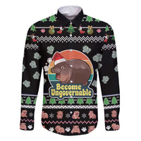 Christmas Become Ungovernable Moo Deng Family Matching Off Shoulder Short Dress and Hawaiian Shirt Humor Cute Baby Hippo Joke - Wonder Print Shop