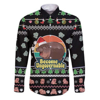 Christmas Become Ungovernable Moo Deng Family Matching Puletasi and Hawaiian Shirt Humor Cute Baby Hippo Joke - Wonder Print Shop
