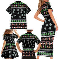 Christmas Become Ungovernable Moo Deng Family Matching Short Sleeve Bodycon Dress and Hawaiian Shirt Humor Cute Baby Hippo Joke - Wonder Print Shop