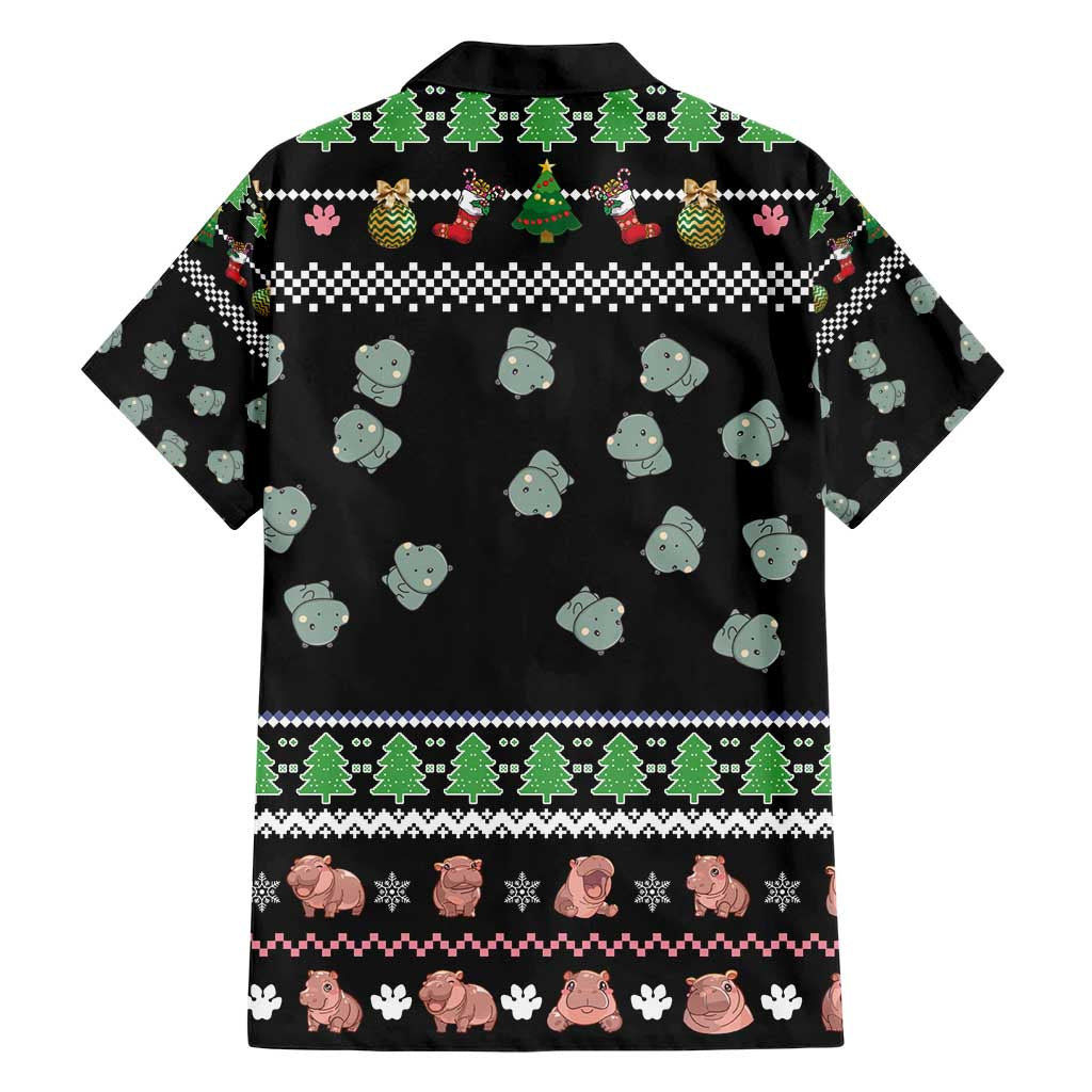 Christmas Become Ungovernable Moo Deng Family Matching Short Sleeve Bodycon Dress and Hawaiian Shirt Humor Cute Baby Hippo Joke - Wonder Print Shop
