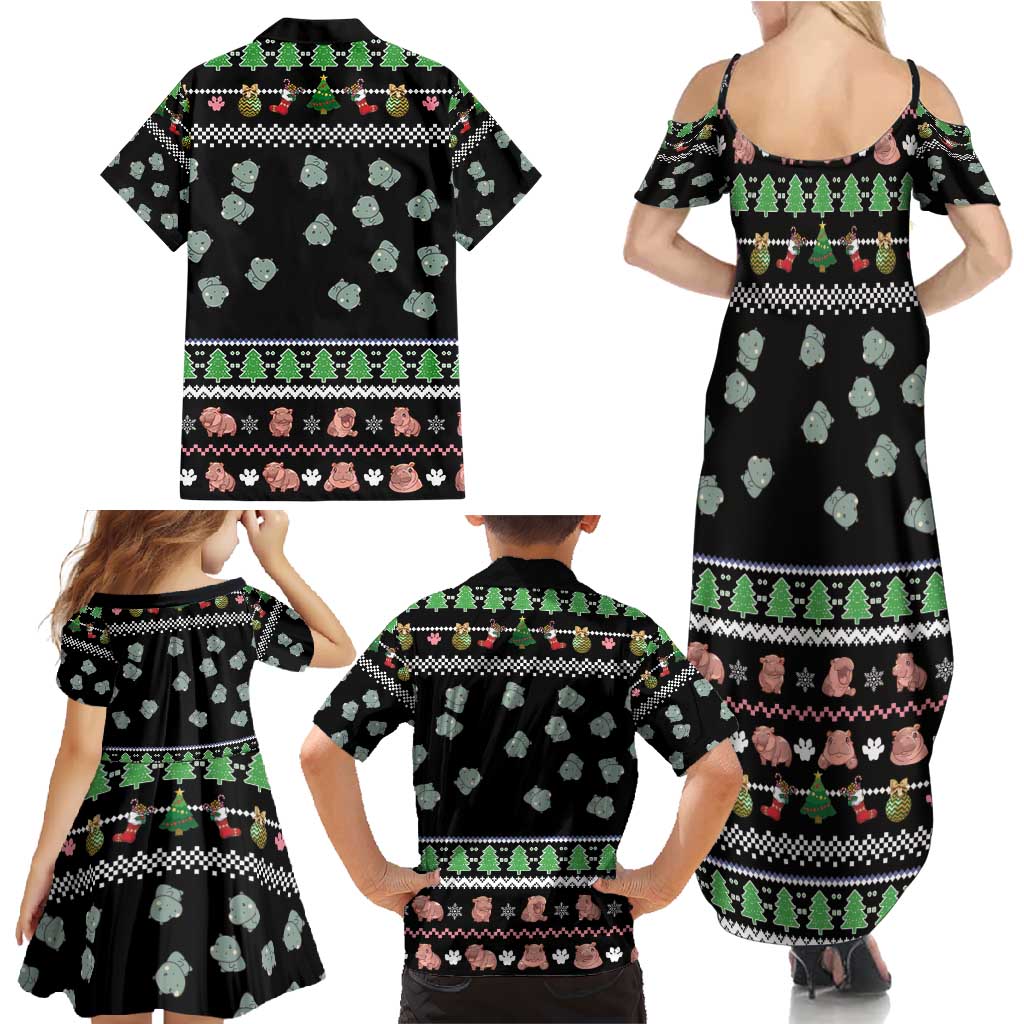 Christmas Become Ungovernable Moo Deng Family Matching Summer Maxi Dress and Hawaiian Shirt Humor Cute Baby Hippo Joke - Wonder Print Shop