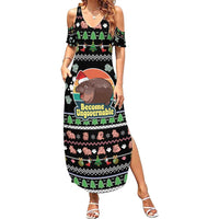 Christmas Become Ungovernable Moo Deng Family Matching Summer Maxi Dress and Hawaiian Shirt Humor Cute Baby Hippo Joke - Wonder Print Shop
