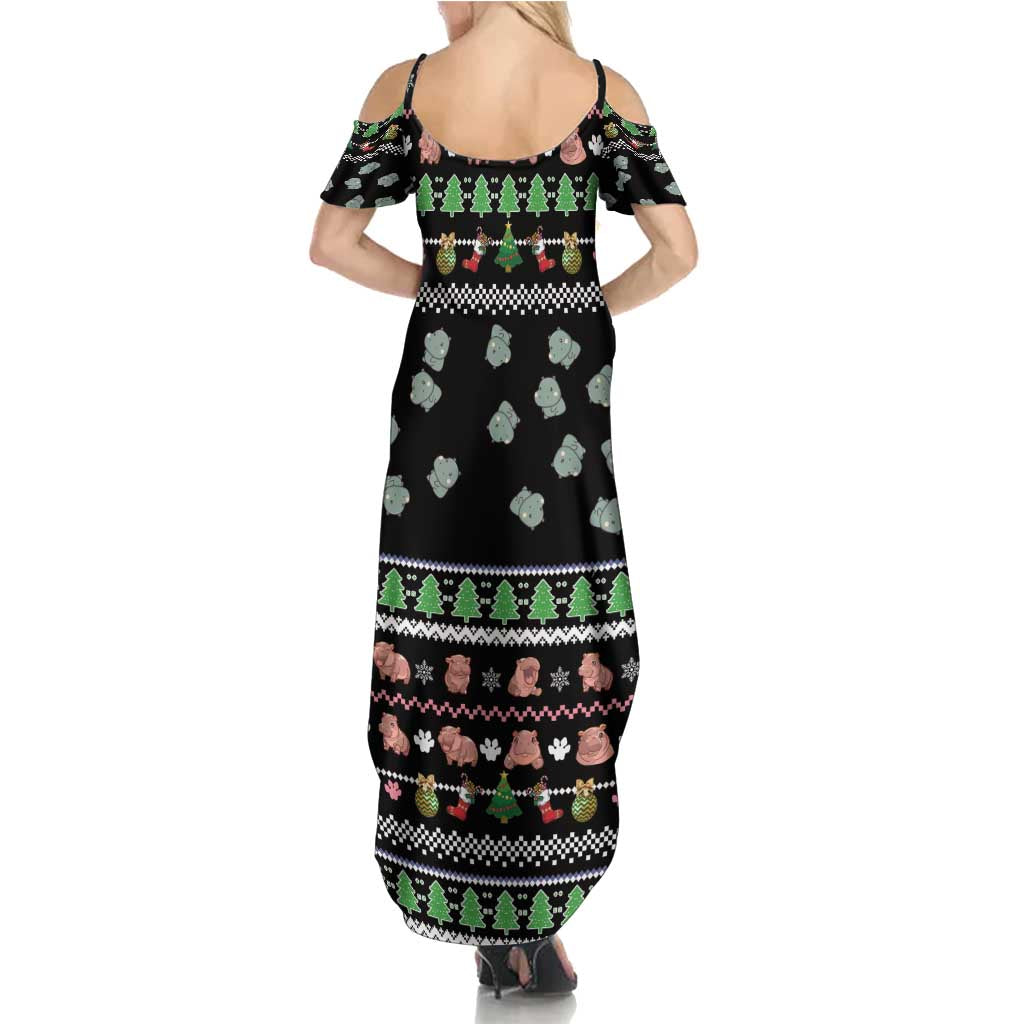 Christmas Become Ungovernable Moo Deng Family Matching Summer Maxi Dress and Hawaiian Shirt Humor Cute Baby Hippo Joke - Wonder Print Shop