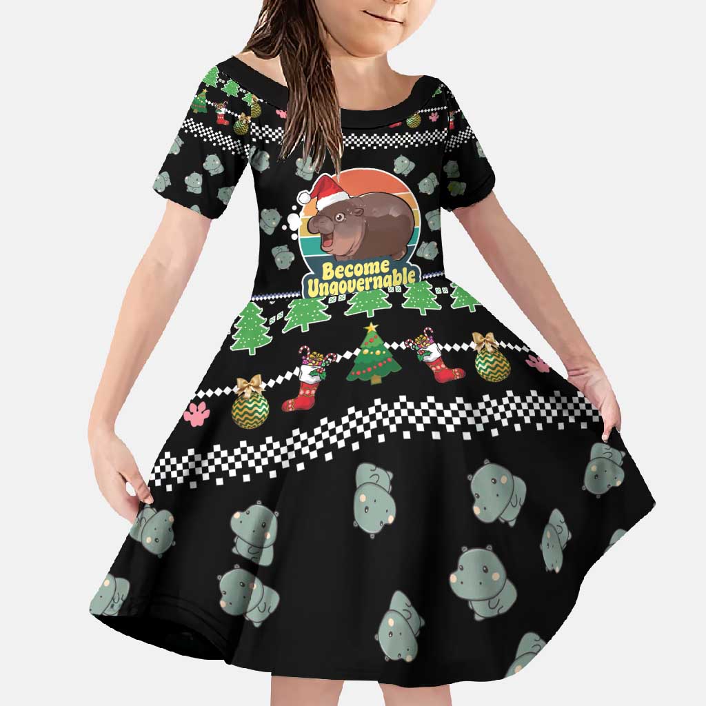Christmas Become Ungovernable Moo Deng Family Matching Tank Maxi Dress and Hawaiian Shirt Humor Cute Baby Hippo Joke - Wonder Print Shop