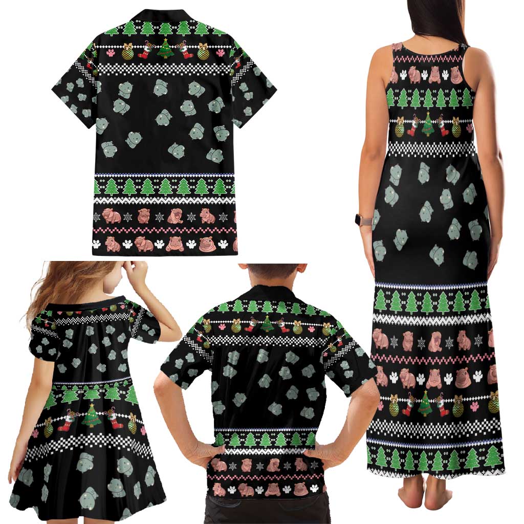 Christmas Become Ungovernable Moo Deng Family Matching Tank Maxi Dress and Hawaiian Shirt Humor Cute Baby Hippo Joke - Wonder Print Shop