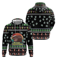 Christmas Become Ungovernable Moo Deng Hoodie Humor Cute Baby Hippo Joke - Wonder Print Shop