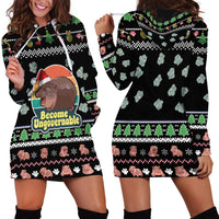 Christmas Become Ungovernable Moo Deng Hoodie Dress Humor Cute Baby Hippo Joke - Wonder Print Shop