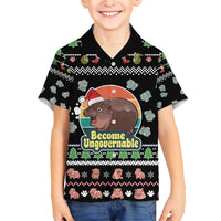 Christmas Become Ungovernable Moo Deng Kid Hawaiian Shirt Humor Cute Baby Hippo Joke - Wonder Print Shop