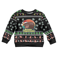 Christmas Become Ungovernable Moo Deng Kid Ugly Christmas Sweater Humor Cute Baby Hippo Joke - Wonder Print Shop