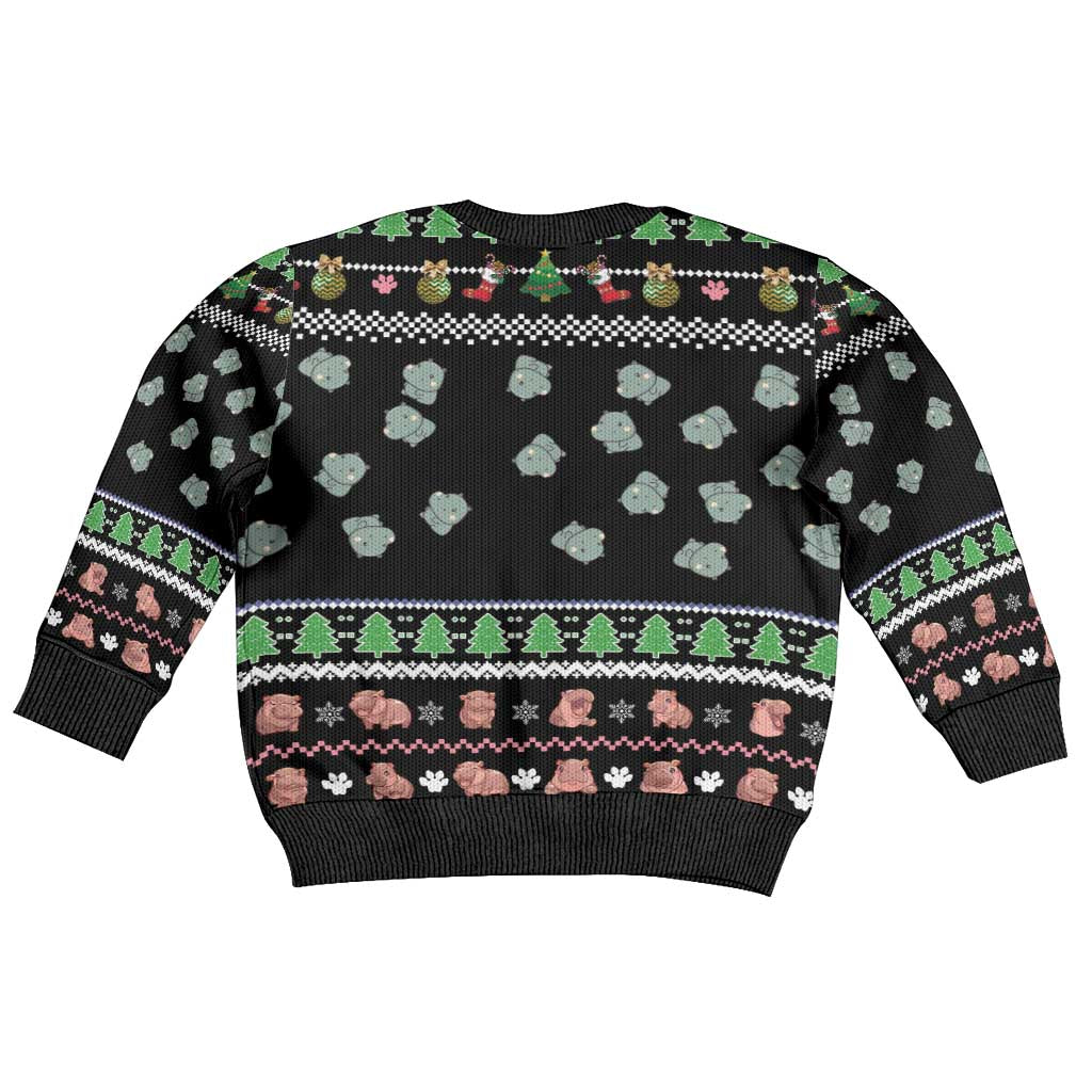 Christmas Become Ungovernable Moo Deng Kid Ugly Christmas Sweater Humor Cute Baby Hippo Joke - Wonder Print Shop