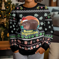 Christmas Become Ungovernable Moo Deng Kid Ugly Christmas Sweater Humor Cute Baby Hippo Joke - Wonder Print Shop