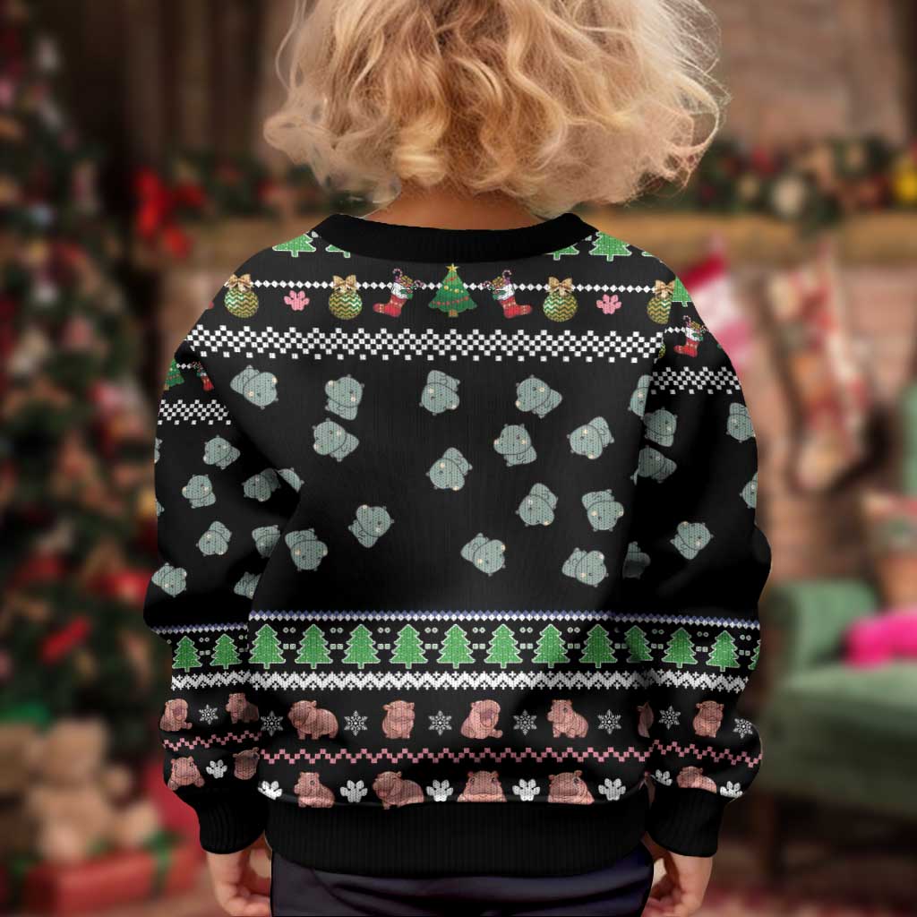 Christmas Become Ungovernable Moo Deng Kid Ugly Christmas Sweater Humor Cute Baby Hippo Joke - Wonder Print Shop
