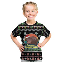 Christmas Become Ungovernable Moo Deng Kid T Shirt Humor Cute Baby Hippo Joke - Wonder Print Shop
