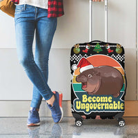 Christmas Become Ungovernable Moo Deng Luggage Cover Humor Cute Baby Hippo Joke - Wonder Print Shop