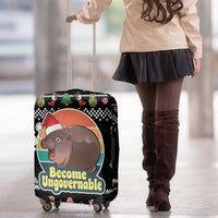 Christmas Become Ungovernable Moo Deng Luggage Cover Humor Cute Baby Hippo Joke - Wonder Print Shop