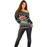 Christmas Become Ungovernable Moo Deng Off Shoulder Sweater Humor Cute Baby Hippo Joke - Wonder Print Shop