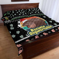 Christmas Become Ungovernable Moo Deng Quilt Bed Set Humor Cute Baby Hippo Joke - Wonder Print Shop
