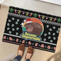 Christmas Become Ungovernable Moo Deng Rubber Doormat Humor Cute Baby Hippo Joke - Wonder Print Shop