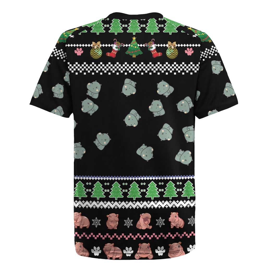 Christmas Become Ungovernable Moo Deng Rugby Jersey Humor Cute Baby Hippo Joke - Wonder Print Shop