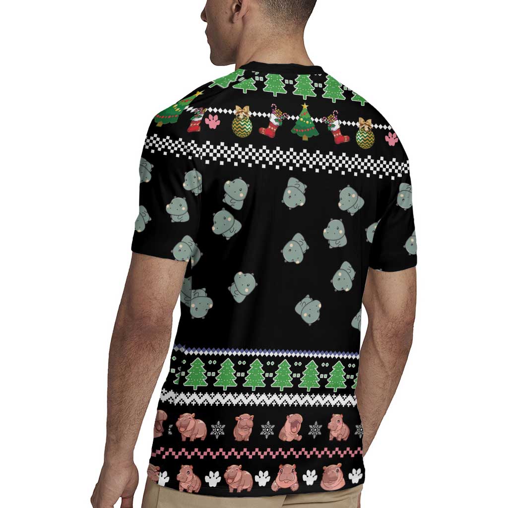 Christmas Become Ungovernable Moo Deng Rugby Jersey Humor Cute Baby Hippo Joke - Wonder Print Shop