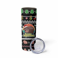 Christmas Become Ungovernable Moo Deng Skinny Tumbler Humor Cute Baby Hippo Joke - Wonder Print Shop