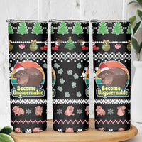 Christmas Become Ungovernable Moo Deng Skinny Tumbler Humor Cute Baby Hippo Joke - Wonder Print Shop