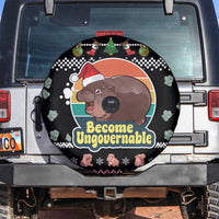 Christmas Become Ungovernable Moo Deng Spare Tire Cover Humor Cute Baby Hippo Joke - Wonder Print Shop