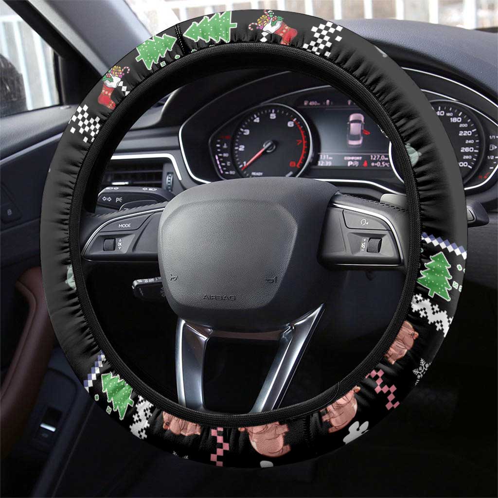 Christmas Become Ungovernable Moo Deng Steering Wheel Cover Humor Cute Baby Hippo Joke - Wonder Print Shop