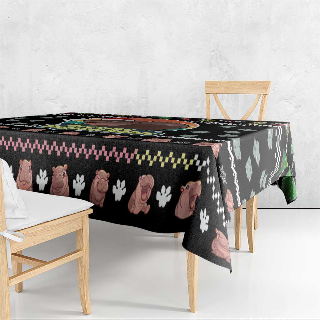 Christmas Become Ungovernable Moo Deng Tablecloth Humor Cute Baby Hippo Joke - Wonder Print Shop
