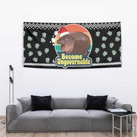 Christmas Become Ungovernable Moo Deng Tapestry Humor Cute Baby Hippo Joke - Wonder Print Shop