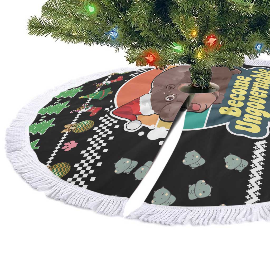 Christmas Become Ungovernable Moo Deng Tree Skirt Humor Cute Baby Hippo Joke - Wonder Print Shop
