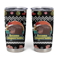 Christmas Become Ungovernable Moo Deng Tumbler Cup Humor Cute Baby Hippo Joke - Wonder Print Shop