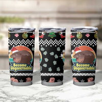 Christmas Become Ungovernable Moo Deng Tumbler Cup Humor Cute Baby Hippo Joke - Wonder Print Shop