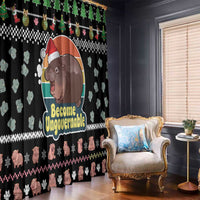 Christmas Become Ungovernable Moo Deng Window Curtain Humor Cute Baby Hippo Joke - Wonder Print Shop