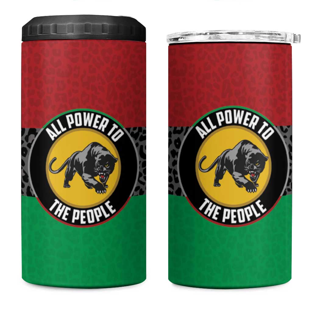 Personalized Pan African Panther 4 in 1 Can Cooler Tumbler All Power To The People