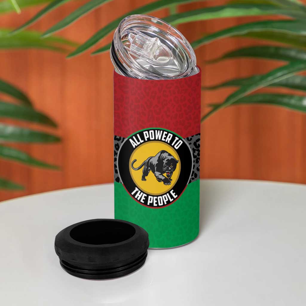 Personalized Pan African Panther 4 in 1 Can Cooler Tumbler All Power To The People