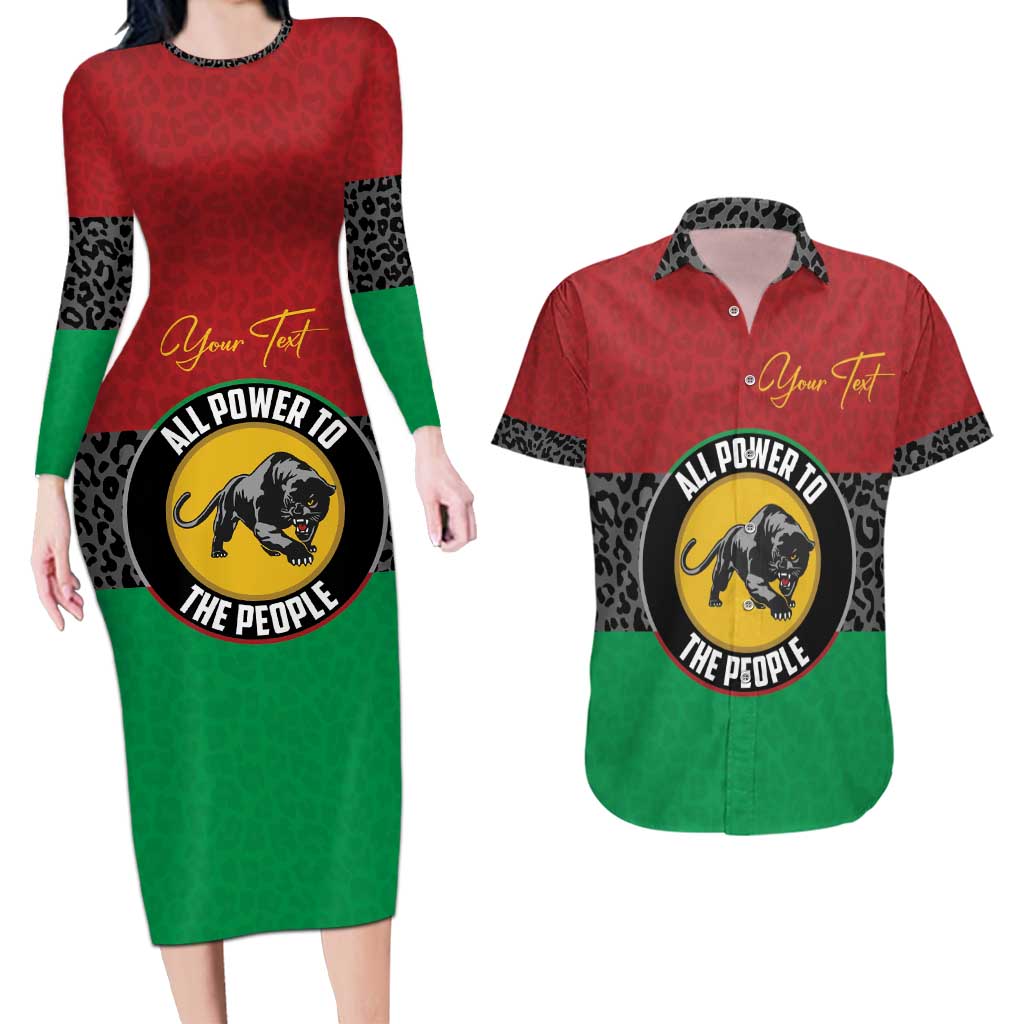 Personalized Pan African Panther Couples Matching Long Sleeve Bodycon Dress and Hawaiian Shirt All Power To The People