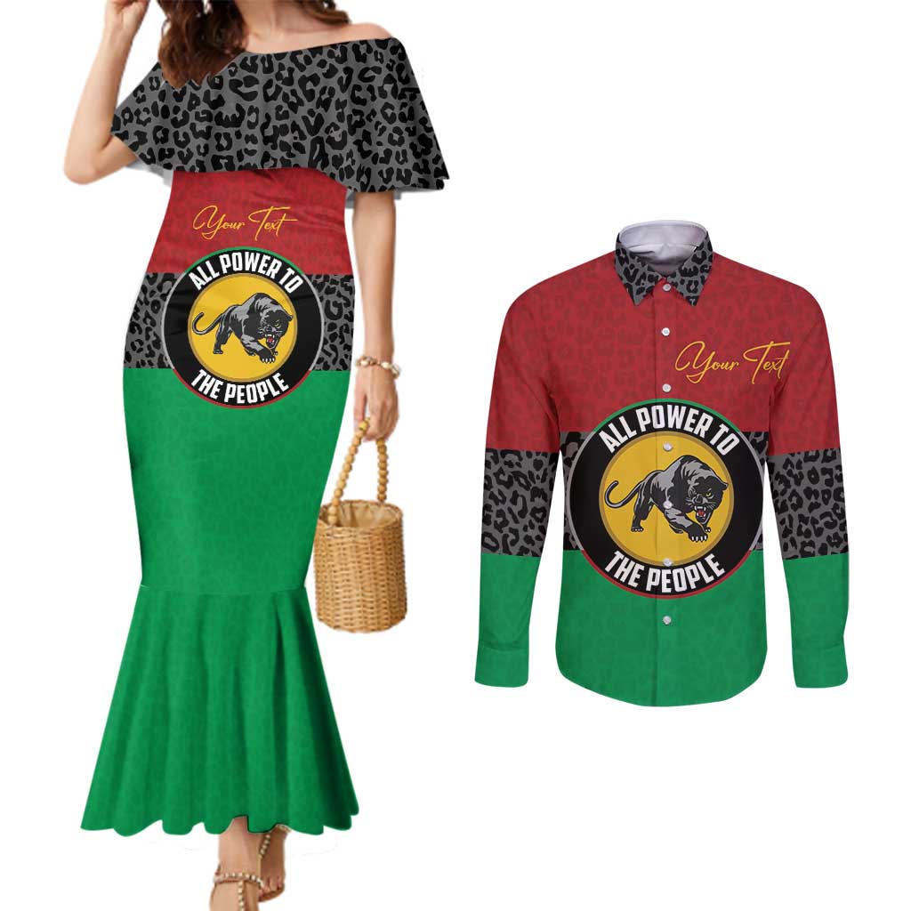 Personalized Pan African Panther Couples Matching Mermaid Dress and Long Sleeve Button Shirt All Power To The People